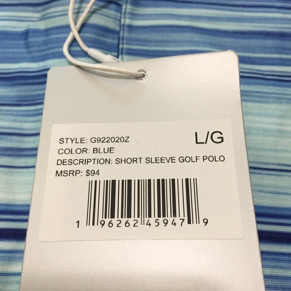 Hickey Freeman Golf Polo Shirt Men’s L Blue Stripe Short Sleeve Performance - Picture 8 of 9